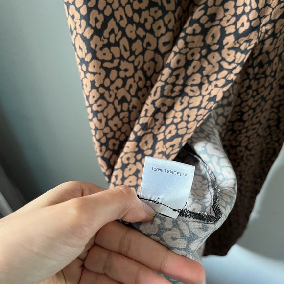 Park & Fifth Black and Brown Cheetah Brown Long Sleeve Leg Slit Dress - XS - Picture 6 of 12